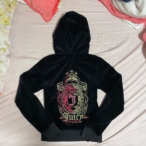 Juicy Couture Black Hoodie with Gold and Pink Accents